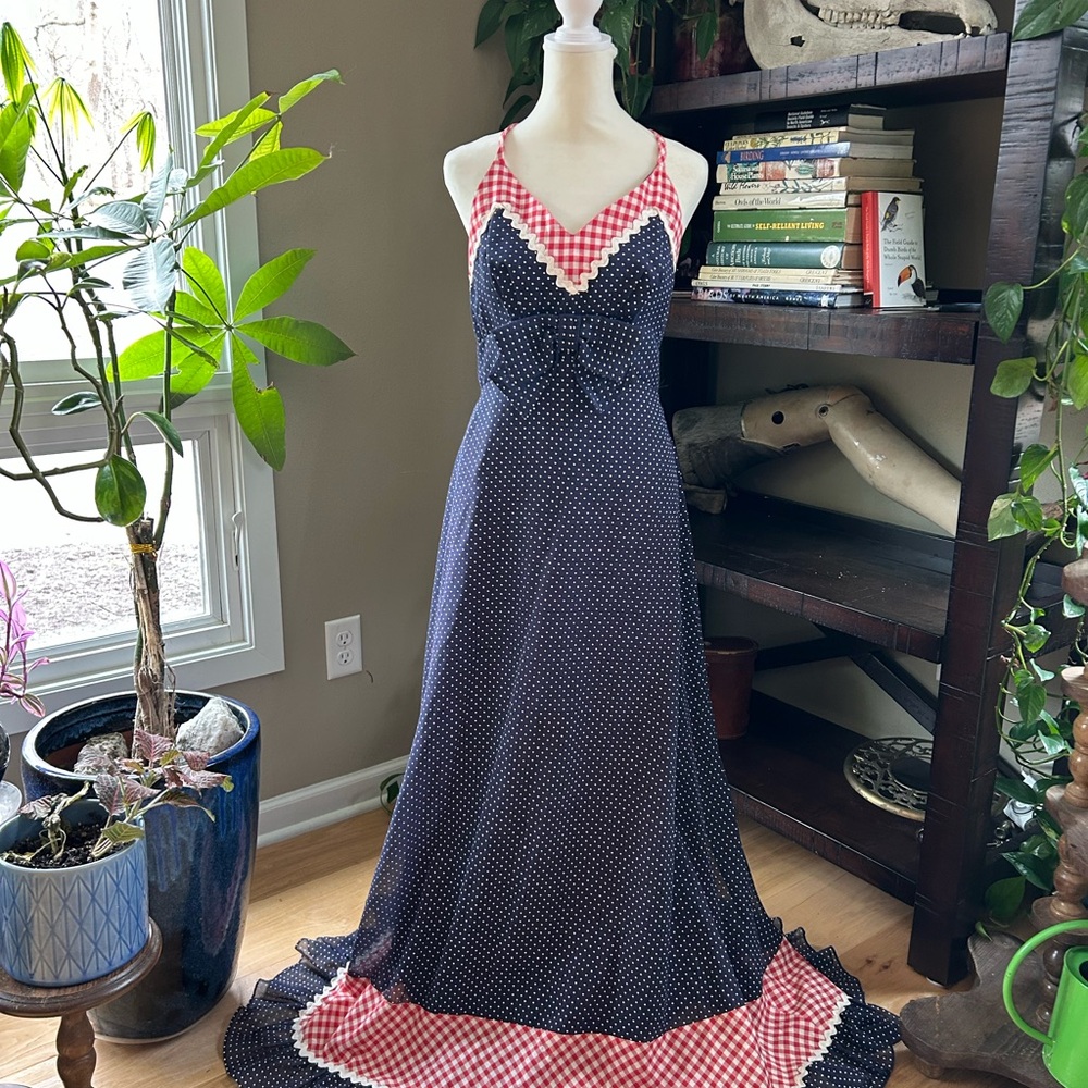 50s Picnic Gingham Maxi Dress